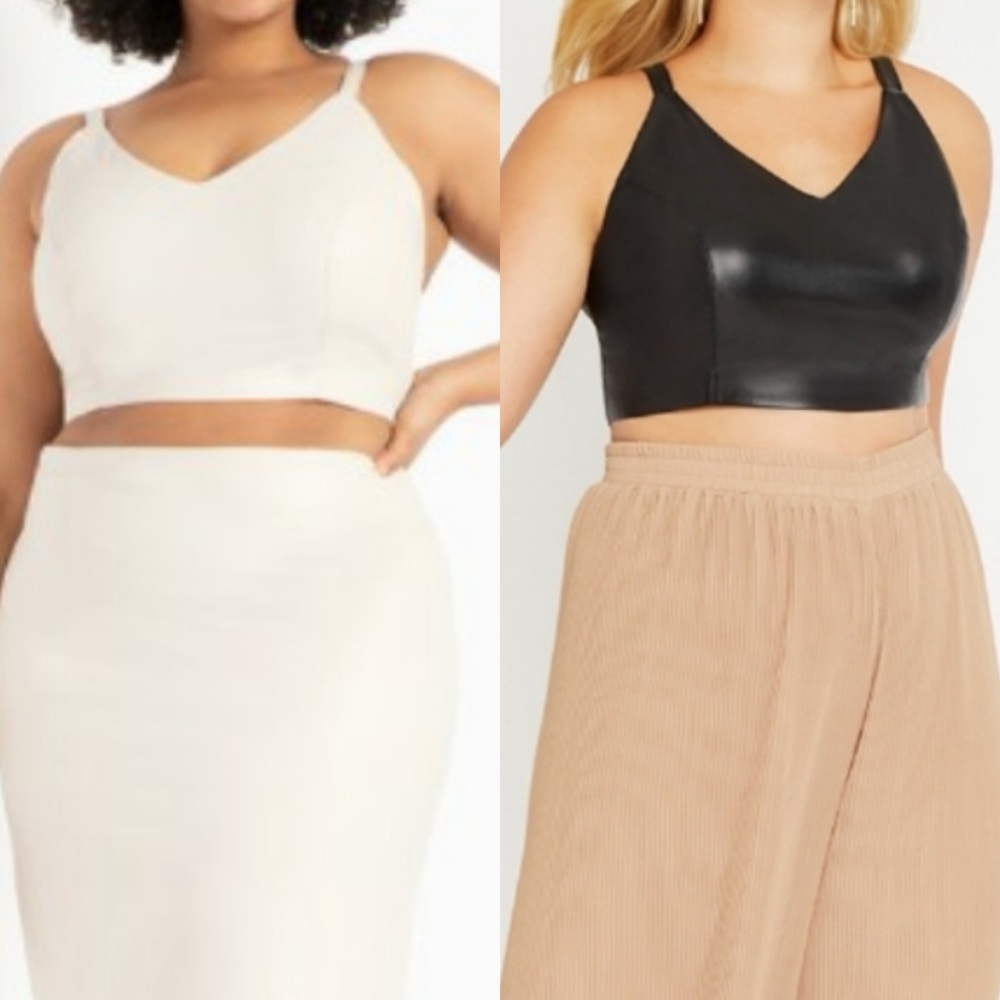 ELOQUII Bundle of 2 Plus Size 22/24 Faux Leather Crop Top Bralette Vegan‎ Party